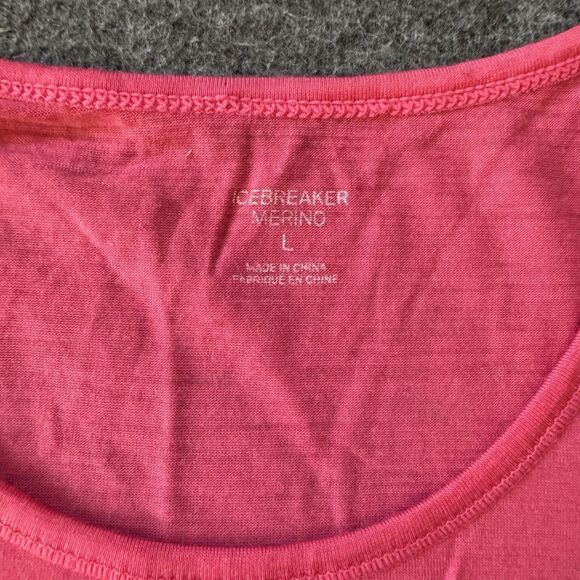 Icebreaker Merino Wool Top Women's Large Pink Long Sleeve Crew Base Layer Shirt - Picture 3 of 8